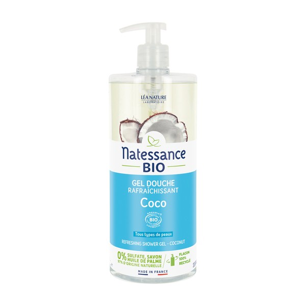 Natessance gel douche bio rafraîchissant eau de coco