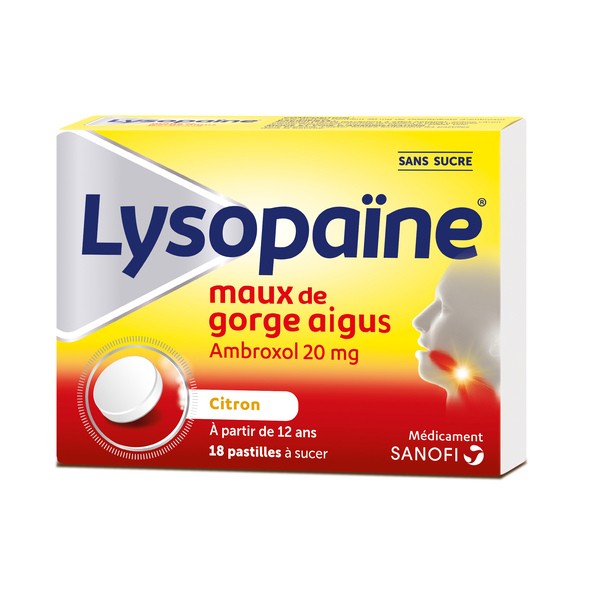 Lysopaïne Ambroxol citron sans sucre pastilles