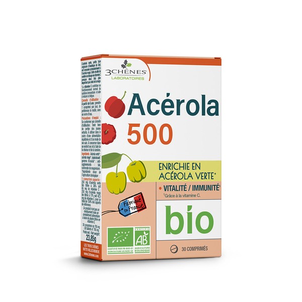 Les 3 Chênes Acérola 3000 bio comprimés à croquer