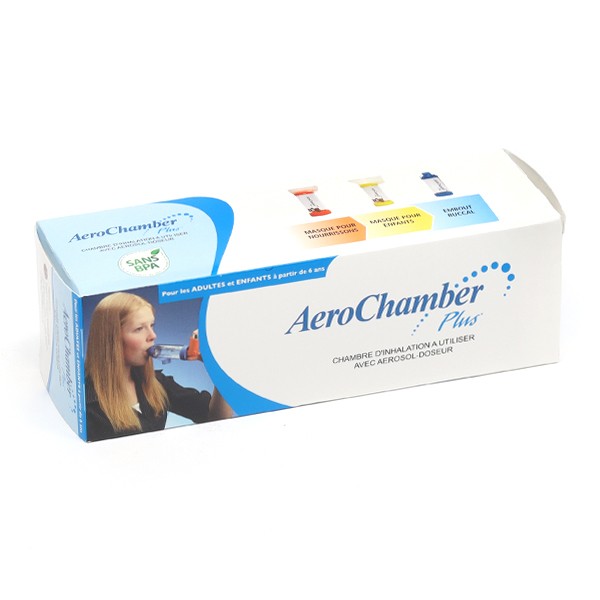 AeroChamber Plus - Chambre d'Inhalation pour Aerosol-Doseur - de 1 à 6 ans  avec Masque - Autour de la pharmacie