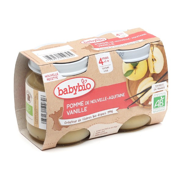 Babybio Petits Pots bébé pomme vanille bio sans gluten