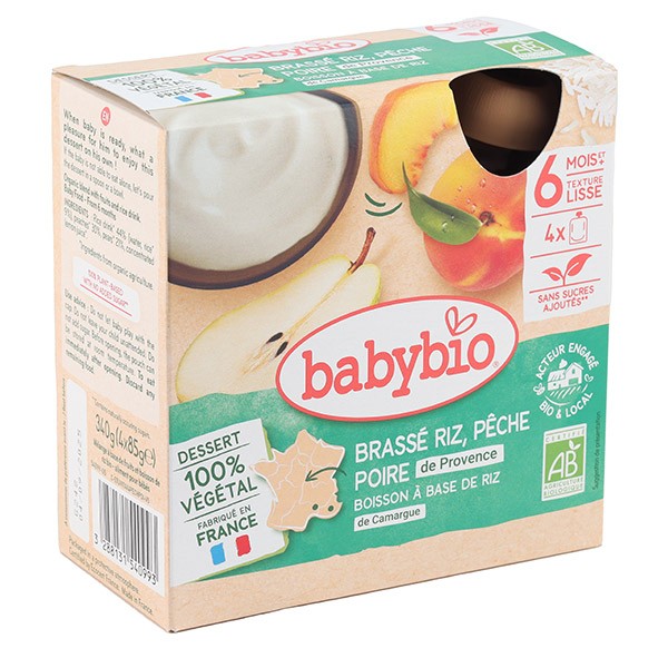 Babybio gourde Brassé Riz Pêche Poire bio