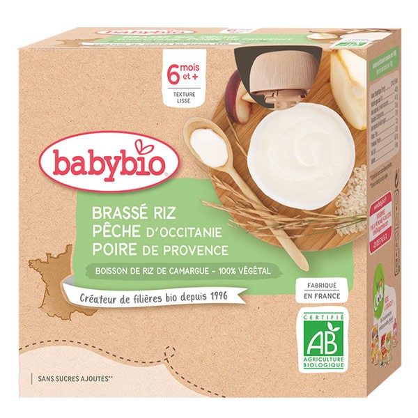 Babybio gourde Brassé Riz Pêche Poire bio