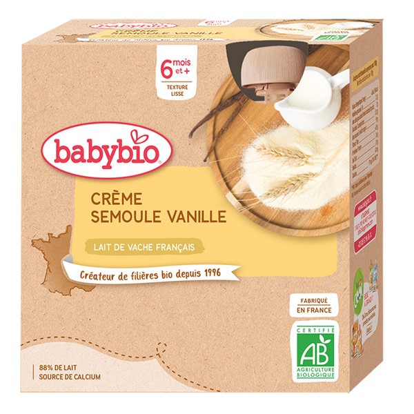 Babybio Gourdes Crème semoule vanille bio