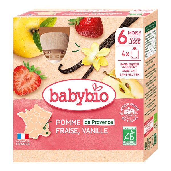 Babybio Gourdes Pomme Fraise Vanille bio