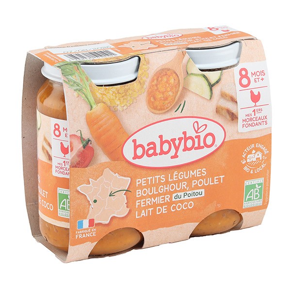 Babybio Petits Pots bébé Petits légumes Boulghour Poulet Lait de coco