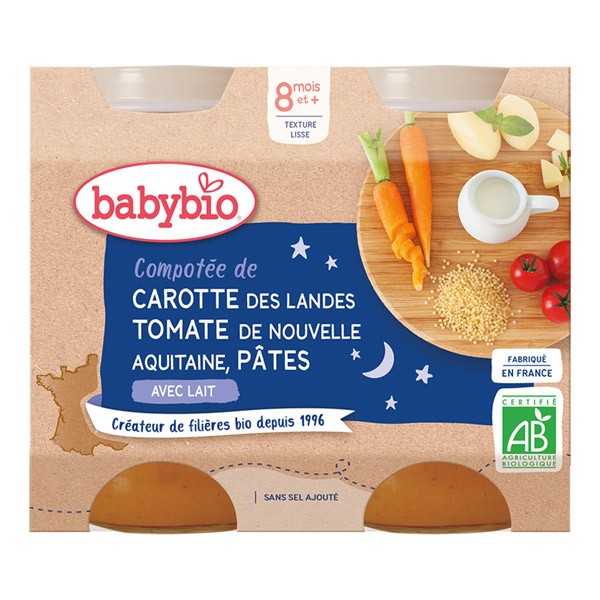 Babybio Petits Pots bébé Carotte Tomate Pâtes