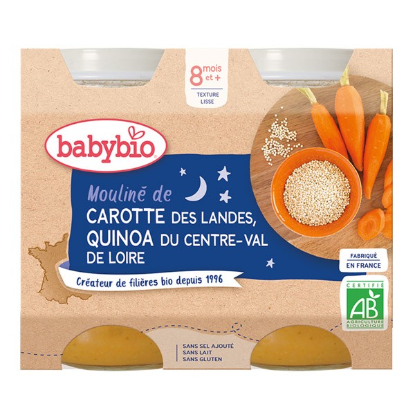 Babybio Petits Pots bébé mouliné Carotte Quinoa