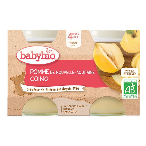 Babybio Petits pots Bébé Pomme d'Aquitaine Coing bio