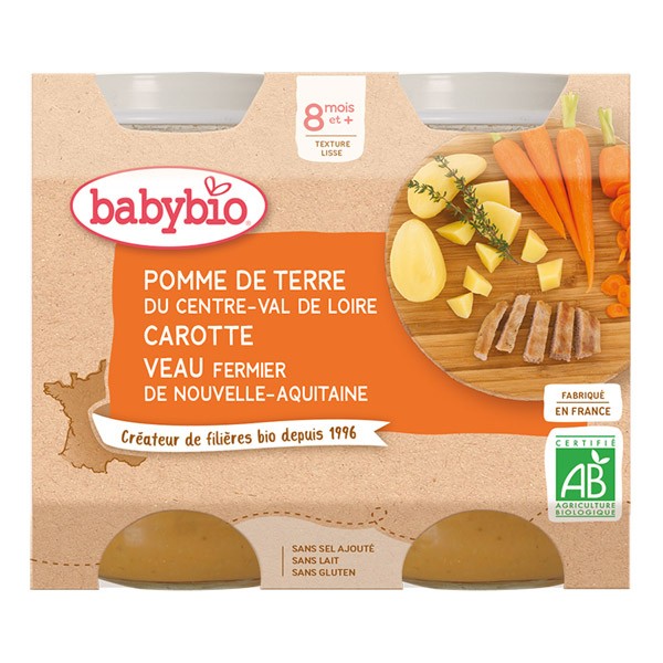 Babybio Petits Pots bébé pomme de terre carotte veau