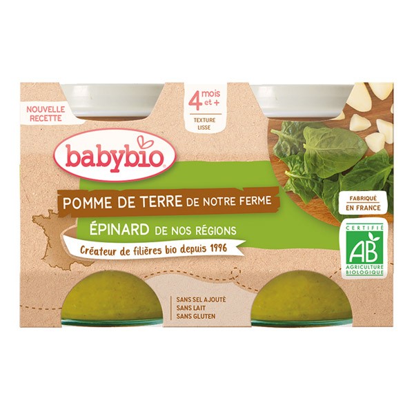 Babybio Petits Pots bébé Pomme de terre Epinard