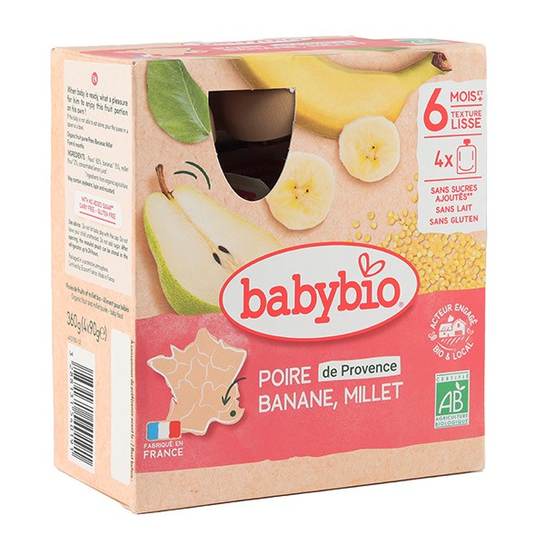 Babybio Gourdes Poire Banane Millet bio