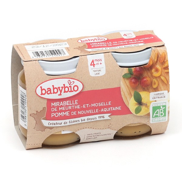 Babybio Petits Pots bébé Mirabelle pomme Bio - Dès 4 mois