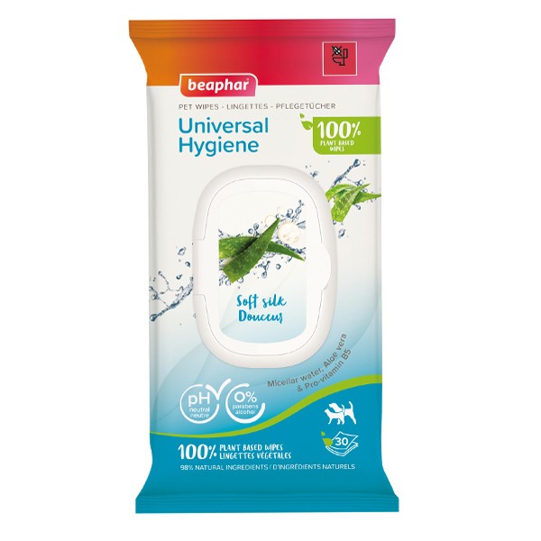 Beaphar lingettes nettoyantes universelles pour chien et chat