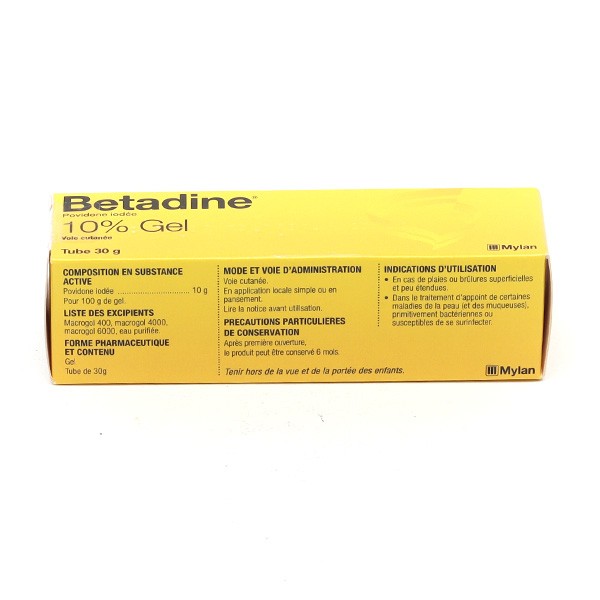 BETADINE Povidone iodée 10% gel tube 30g - Pharma-Médicaments.com