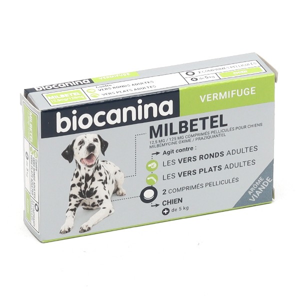 Biocanina Milbetel Vermifuge Petit Chien et Chiot de 0,5 à 10kg 2 comprimés