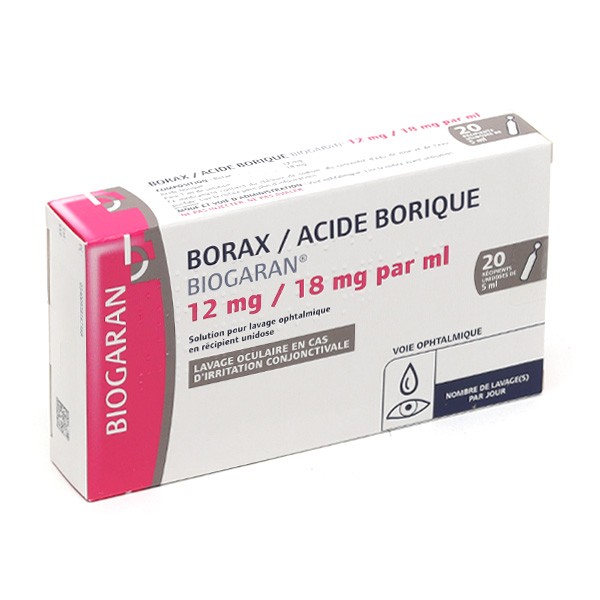 Borax / Acide borique Biogaran Conseil® lavage ophtalmique - B/20