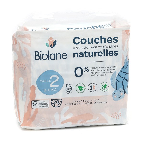 BIOLANE - Couche Taille 2 - (3-6 kg) - Peaux Sensibles - Ultra