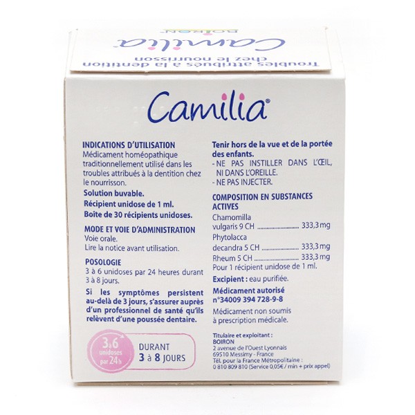 Camilia dentition chez le nourrisson 30 unidoses - Archange-pharma
