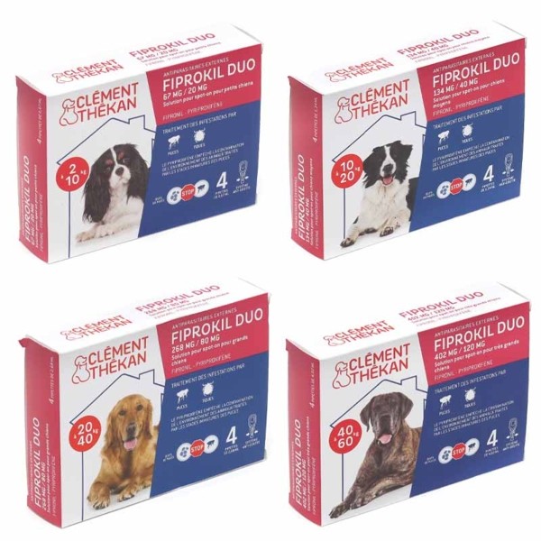 Clément Thékan Fiprokil Duo Chiens 2-10kg 4 pipettes - Cdiscount