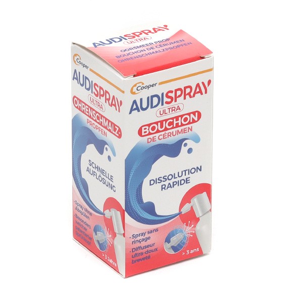 Audispray Ultra +3 Ans Traitement Et Élimination Des Bouchons D'Oreille Et  De Cérumen 20ml
