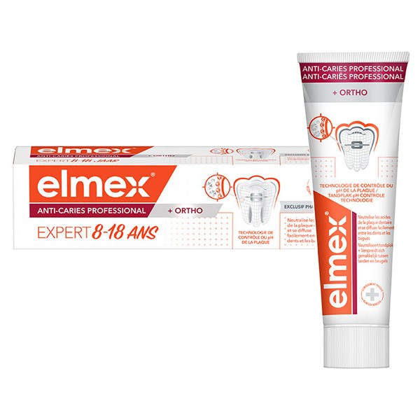 Dentifrice Elmex Anti-Caries Professional + Ortho Expert 8-18 ans