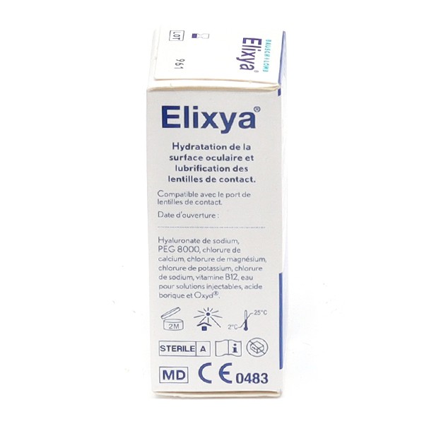 Collyre Elixya pour yeux secs fatigués - Compatible lentilles de