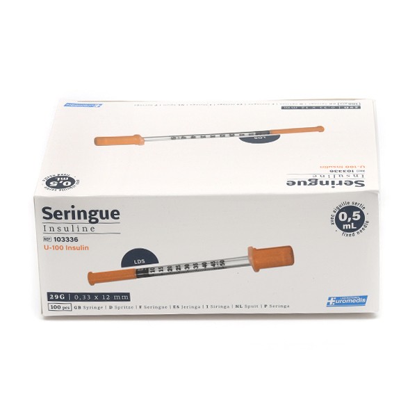 Seringue à insuline 1ml avec aiguille 0.4 x 13mm - 100 pièces - Zarys  DicoSULIN Seringue 100 I.U/ml