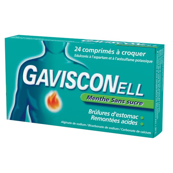 Gavisconell menthe sans sucre comprimé à croquer