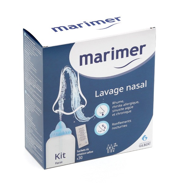 Marimer kit de lavage nasal + sachets solution saline - Rhume, rhinite