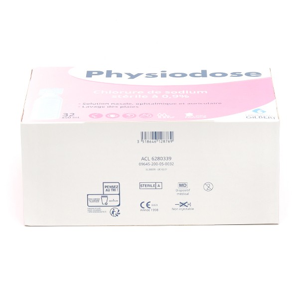 Sérum physiologique Physiodose, 3 boîtes de 40 unidoses