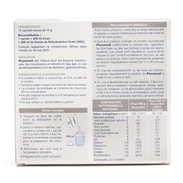 Physiosalt Solution De Rehydratation Orale Pour Bebe 10 Sachets Sro