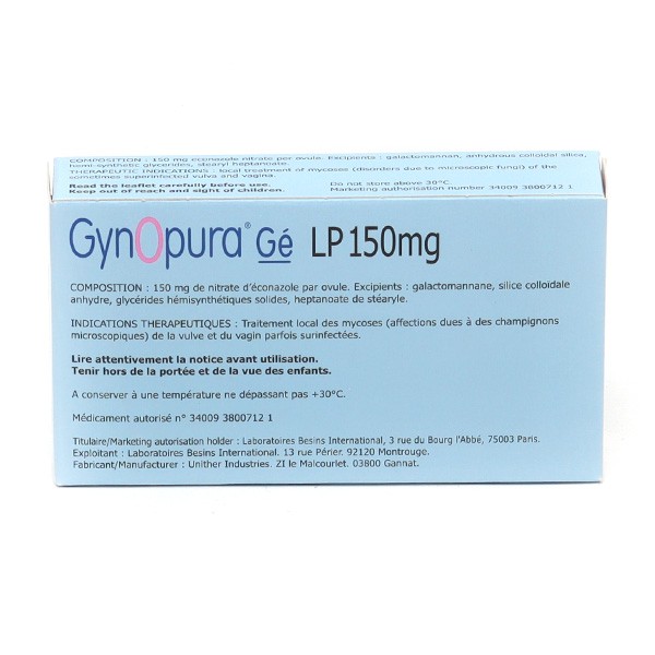 Econazole ovule LP 150 mg Viatris - Traitement Mycose vulvaire et