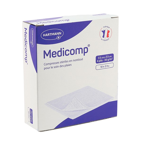 Medicomp compresses non tissées stériles 7,5 x 7,5 cm