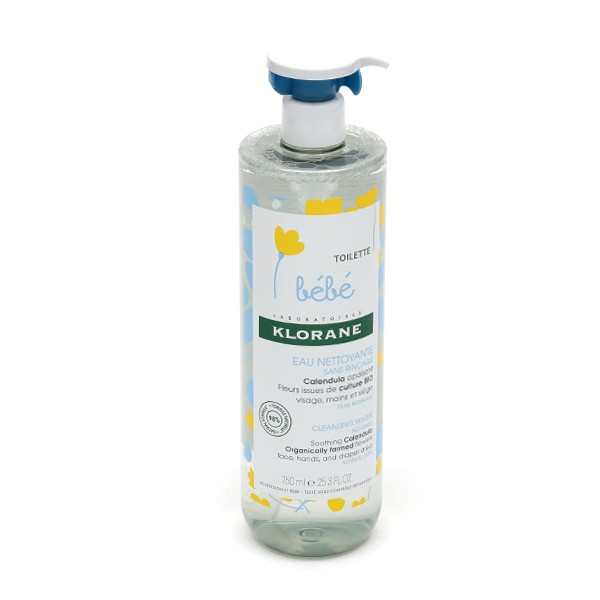 Eau nettoyante micellaire sans rinçage (750 ml) - Klorane - Bébé -  Index des produits cosmétiques - CosmeticOBS - L'Observatoire des Produits  Cosmétiques