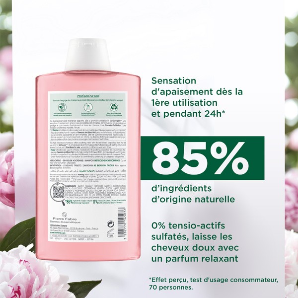 Klorane shampooing à la Pivoine bio - Cuir chevelu sensible