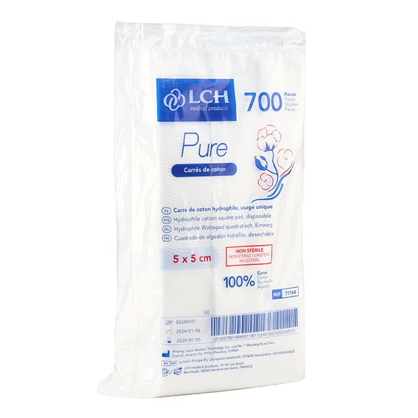 LCH Pure Carrés de coton non stériles 5 x 5 cm