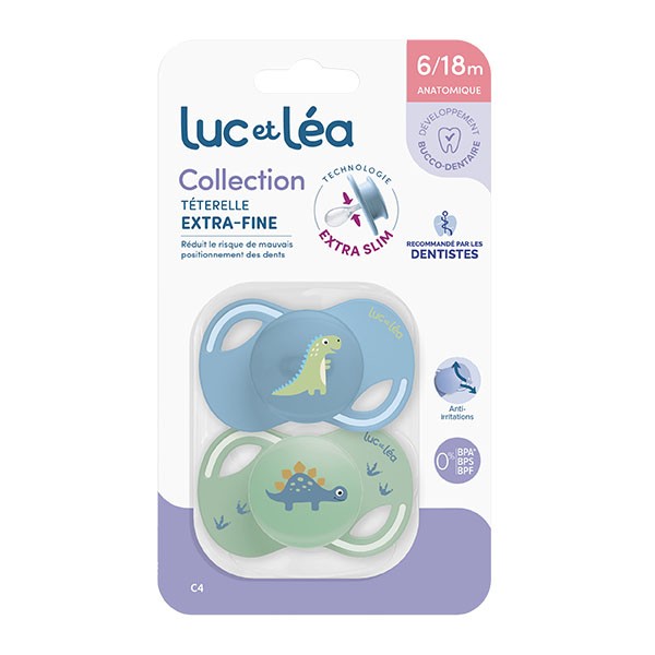 Luc et Léa sucette silicone anatomique 6-18 mois Lot de 2