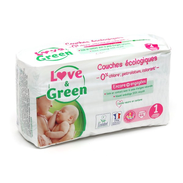 Love And Green Couches Hypoallergéniques Taille 2 3 à 6Kg Paquet de 44