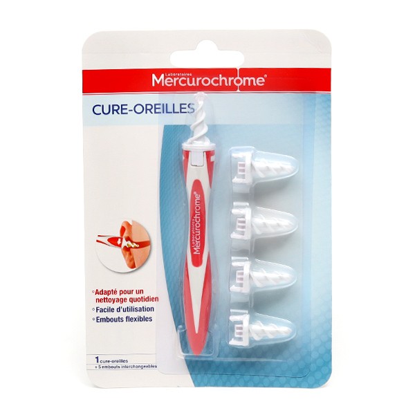 Mercurochrome cure-oreilles 5 embouts flexibles - Cérumen
