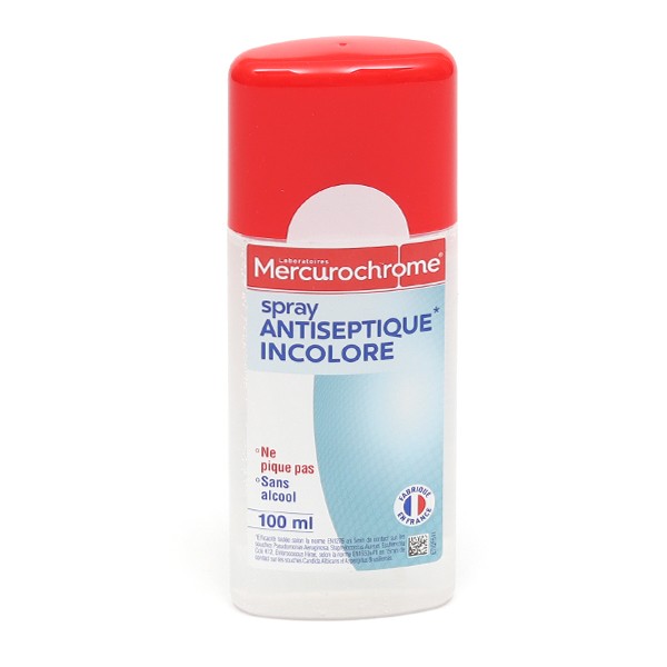 Spray antiseptique incolore Mercurochrome non irritant - Sans alcool