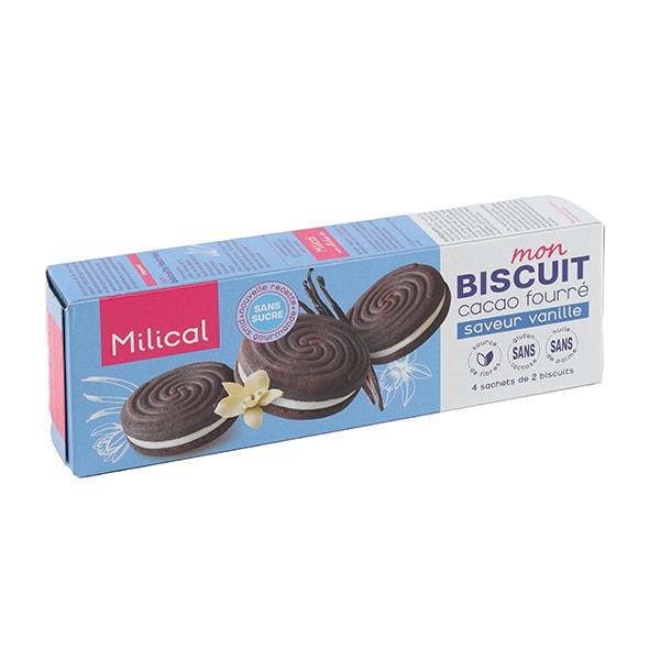 Milical Biscuit Cacao fourré Saveur vanille