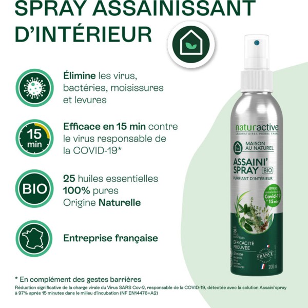 Spray purifiant et assainissant Bio aux 45 huiles essentielles 50 ml