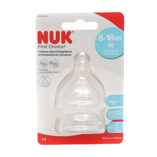 NUK First Choice - Tétines physiologiques 6-18 mois x2