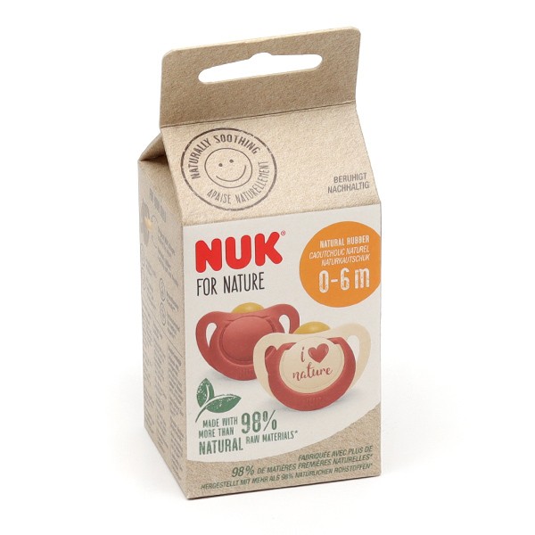 Nuk for Nature Tétine bébé, 18-36 mois, Sucettes en caoutchouc durable,  Composée à plus de 98% de matériaux bruts naturels, Vert eucalyptus, 2  pièces