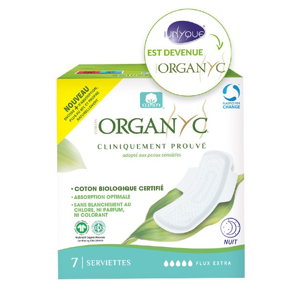 Organyc Coton bio serviettes hygiéniques Nuit flux extra