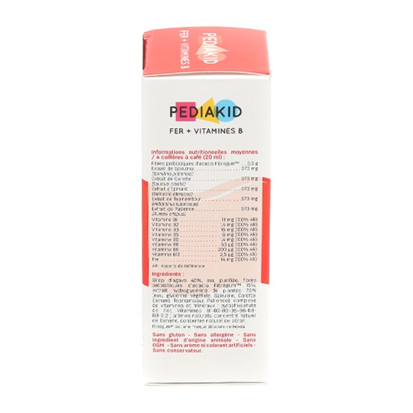 Pediakid Fer + Vitamines B Sirop Enfant - Réduction De La Fatigue