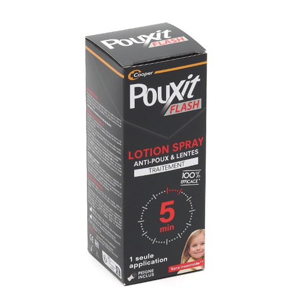 Commentaires en ligne: POUXIT - Flash - Lotion spray anti-poux  et lentes - Agit en 1 application de 5 minutes seulement - Traitement du  cuir chevelu - 150 ml