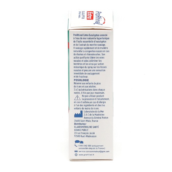 Prorhinel Spray Nasal Extra a l'Eucalyptus, pour Nez congestionné et Rhume,  Sensation de soulagement immédiat, Fabriqué en France, 20 ml : :  Hygiène et Santé