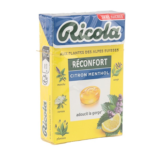 Ricola Réconfort Citron menthol bonbons sans sucres